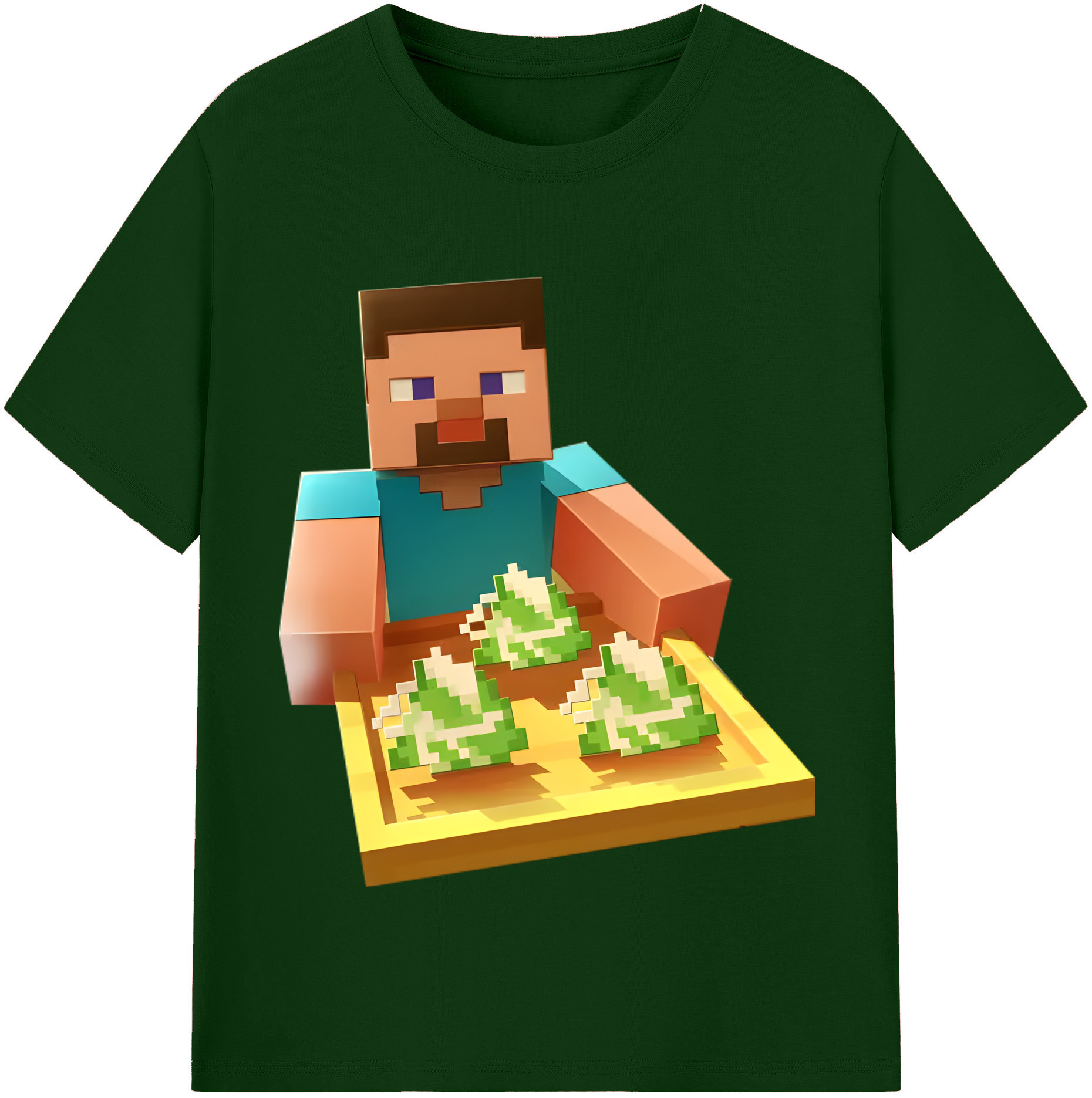 （画像用） マインクラフト ブロックの世界 Minecraft MC Block world 綿100％半袖Tシャツ（フロントプリント）
